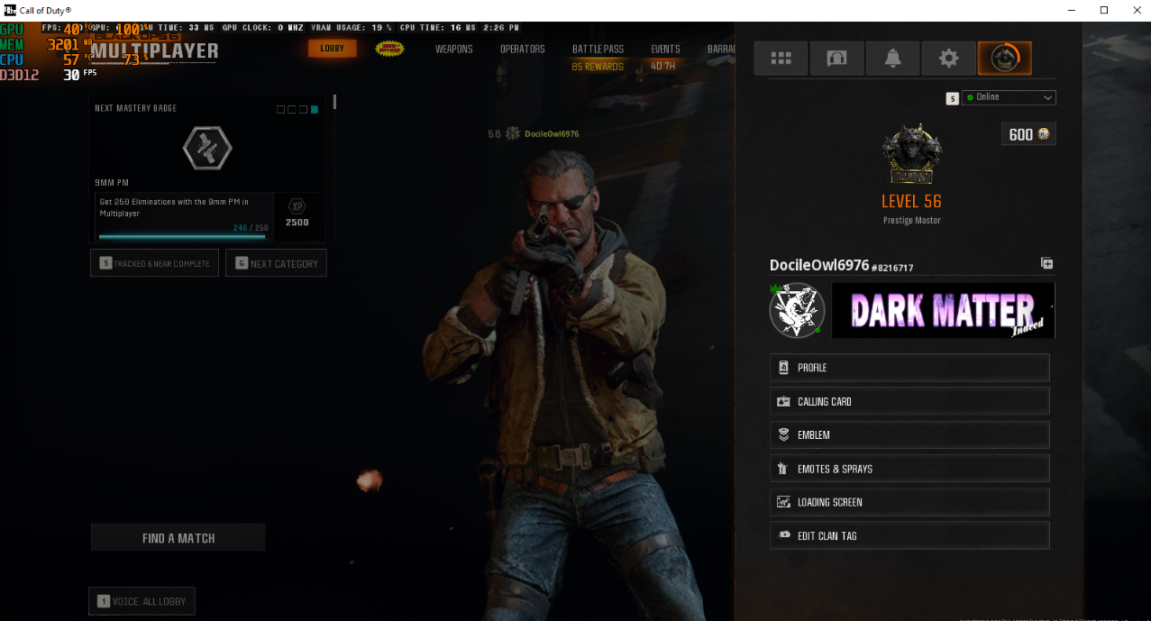 Dark Matter + Prestige Master ( Level 56 ) 33 Guns [ Meta Weapons ] Ranked Ready | HandMade Account