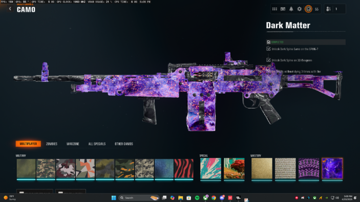 【🧬 BO6 / WZ4🧬】【 33/33 Dark Matter Camo 】✨ 100% Legit✨ Level 55 + Prestige 1 ⚡ Dark Matter Legit Unlocked on all 33 Black Ops 6 Guns ☄ Linkable PC/XBOX/PSN