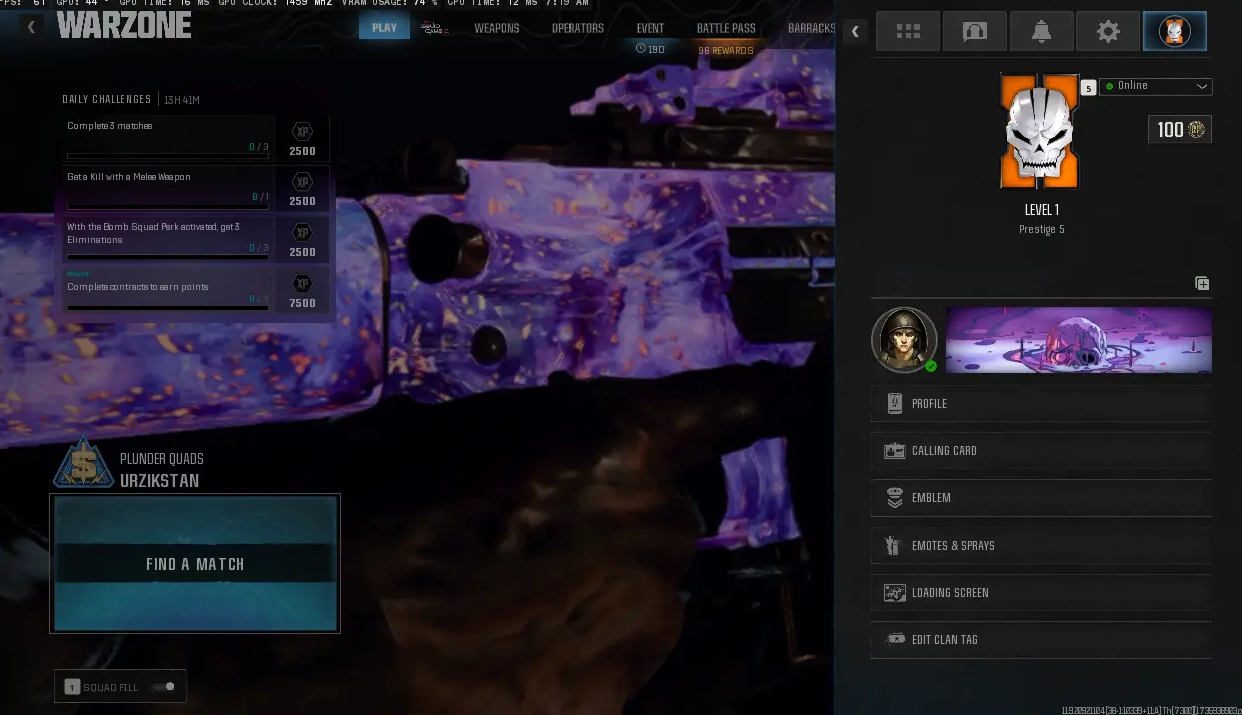 🗝️ Prestige 5 + Dark Matter Camo 🗝️ 50 Wins / Ranked Ready💎Meta Guns Maxed 🏆 33+ Gold Camo 🏹 Level 55 + Prestige 5🌌495 Camos Unlocked🌟17 Ops🌟Full Access