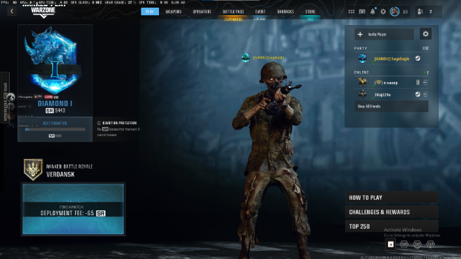 💠 WZ4 🥇 Diamond SR 5443 S4 🗺️ Verdansk 👤 Lvl 55 + Prestige 1 👥 18 Ops + Ranked Skins 🔐 Full Access 🔗 Linkable: Steam BNET PSN Xbox 🕹️ BO6 S04