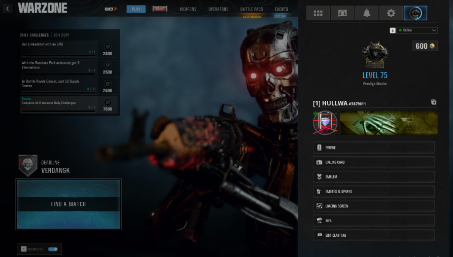 📦 Terminator Bundle ⭐ Prestige Master 💎 Dark Matter & Nebula 🎖️ 18 Rare Bundles 🎟️ Black Cells + BP 👤 50+ Operators 🔫 Guns Maxed 🌐 PC/PSN/XBOX