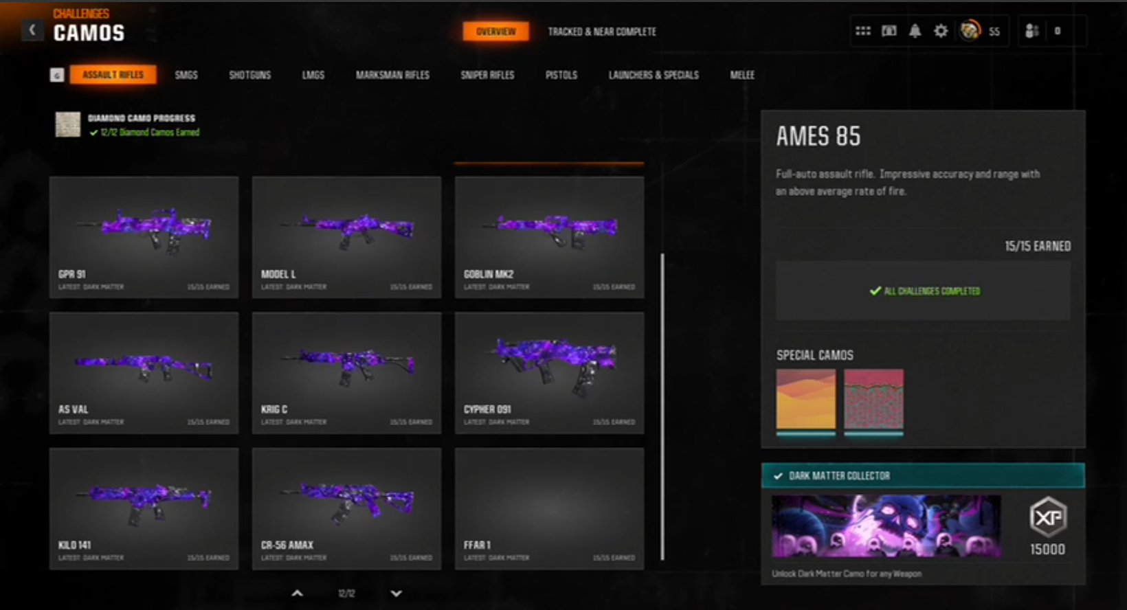 🛸 Dark Matter [All Guns] 💠 Prestige 5 🎯 Level 55 + 50 Wins 🔫 5–10 Guns Maxed 🤖 Ranked Ready 🎨 54x Dark Matter Camo 🏹 Prestige 4 🔗 Linkable 🎮 BO6 & WZ4