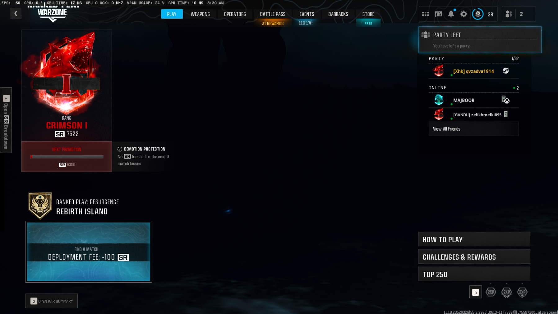💠 WZ4 Rebirth 💠 Resurgence Crimson SR 7511 S5 🐍 Ranked Ops 🎮Full Access ✈️ Resurgence Mode 🌟 Linkable Steam • Battle.net • PSN • Xbox 🛡️ Warzone 4 Crimson