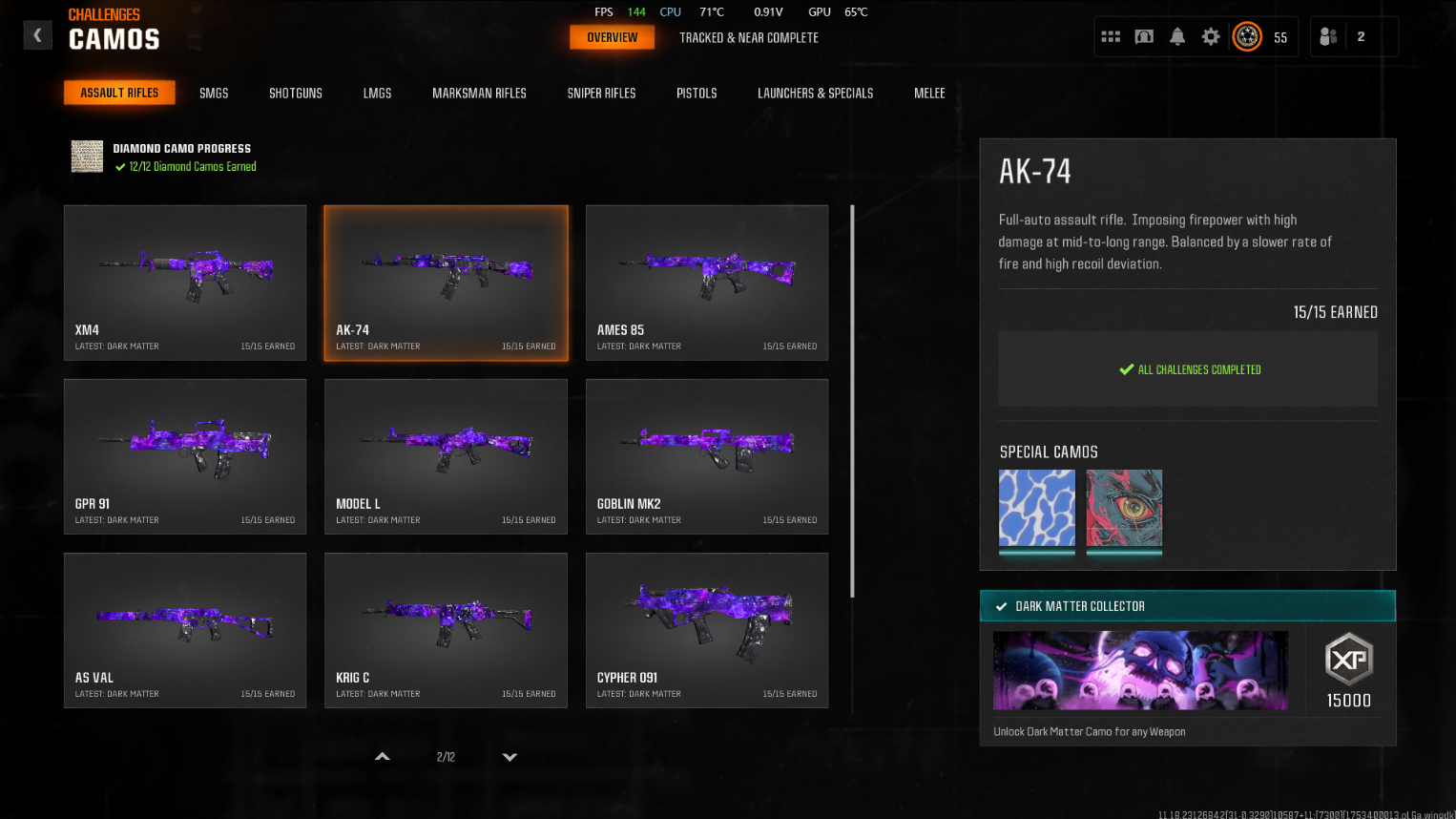 🪻 Dark Matter 500 Camos 🧿 Prestige 1 + 50 Wins 🛰️ Ranked Ready 🧬 17 Operators 🪙 Gold Camo Linkable: Steam / Battle.net / PSN / Xbox | BO6