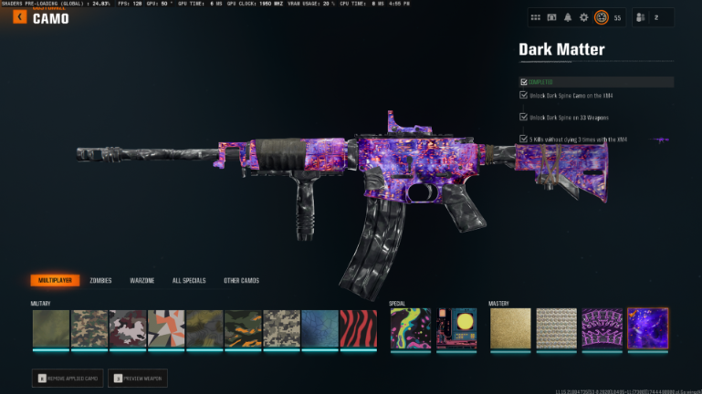 🎯 BO6 | Prestige Ready + Dark Matter 💎 All MP Camos Unlocked 🏆 50 Wins • Ranked Ready ⚡ Legit Dark Matter on 33 Guns 🔗 Linkable: Steam, BNET, Xbox, PSN