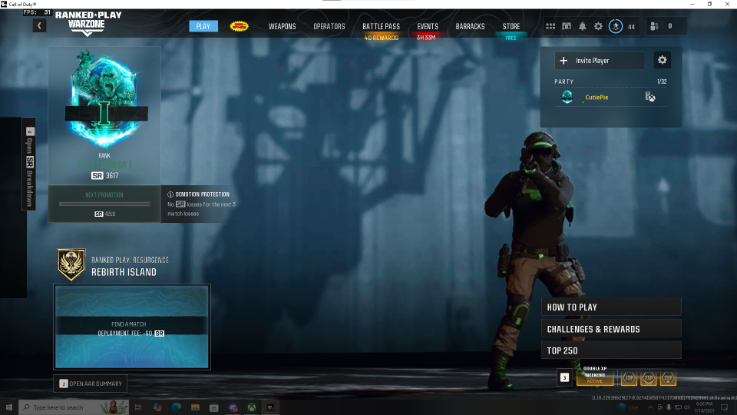 🔥 Rebirth Resurgence 🏆 Platinum 1 – SR 3617 ⚡ Level 44–55 👥 18 Operators 🥇 Ranked Ready 💣 Platinum Skins 🔐 Full Access 🔗 Steam • PSN • Xbox • BNet 🎮 WZ4