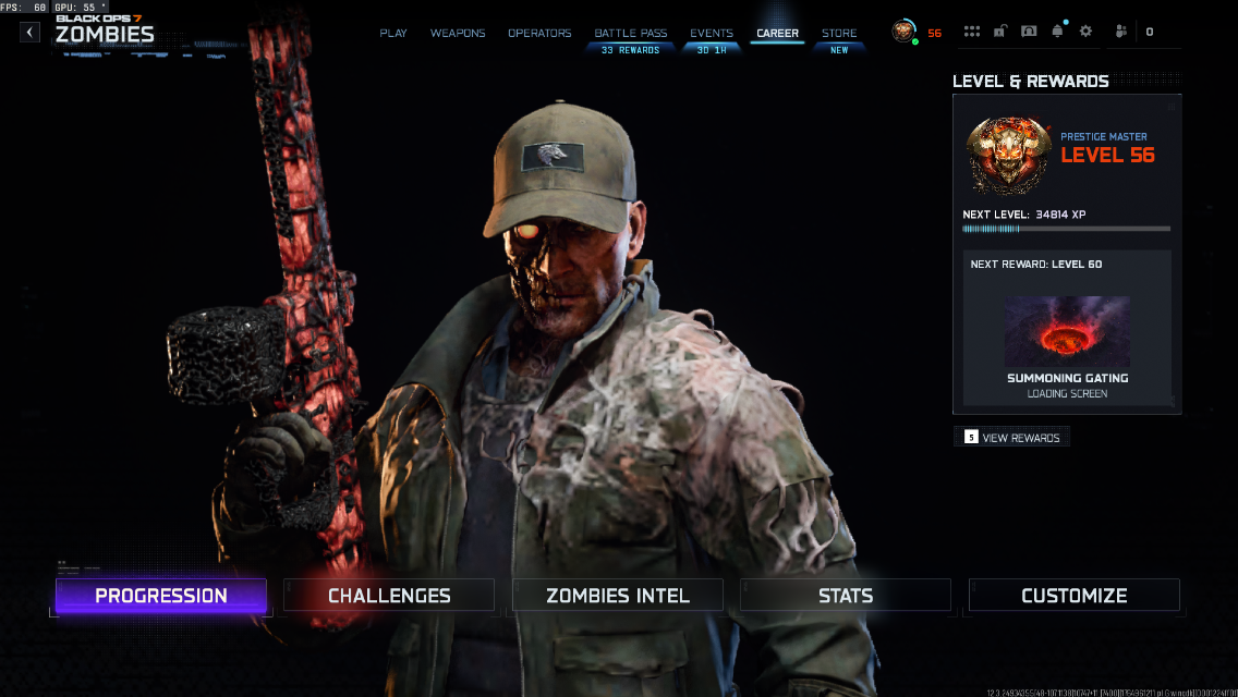 BO7 ✨ Prestige Master 56 ✨ Infestation 33/33 🌔 Level 56 [P10] 🌙 All Guns Maxed 🎏 Bloodstone Camo unlocked 🍡 Doomsteel 🧋 Full Access 💛 Cross-platform ready