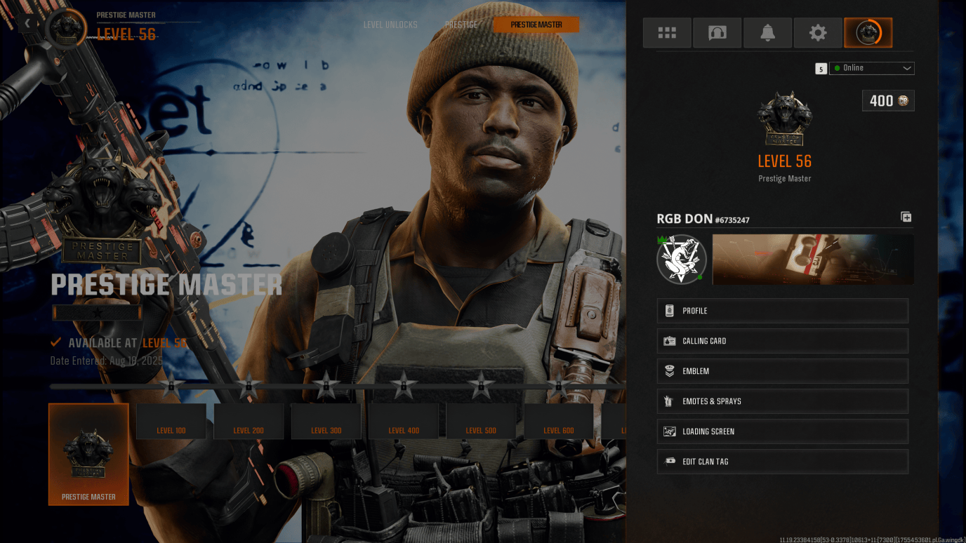 BO6 Prestige Master Level 56 Dark Matter Camo 50 Wins 525 Camos Unlocked Ranked Ready Full Access Linkable to Steam • Battle.net • PSN • Xbox