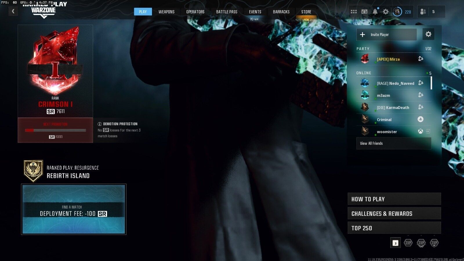 💥 Level 340 💠 Crimson Rank 🌌 Abyss Camo 🎭 Front Man + Konni Bundles 🎖️ 13 Battle Passes ⚙️ All Gold Camos 🔫 Maxed Guns 🏆 All Events 🔥 Nukes on all maps