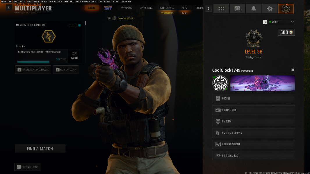 ⚡ BO6 | Dark Matter + Prestige Master | All Multiplayer Camos | 33 Guns Almost Maxed | Not Botted | Full Access | Linkable PC/XBOX/PSN