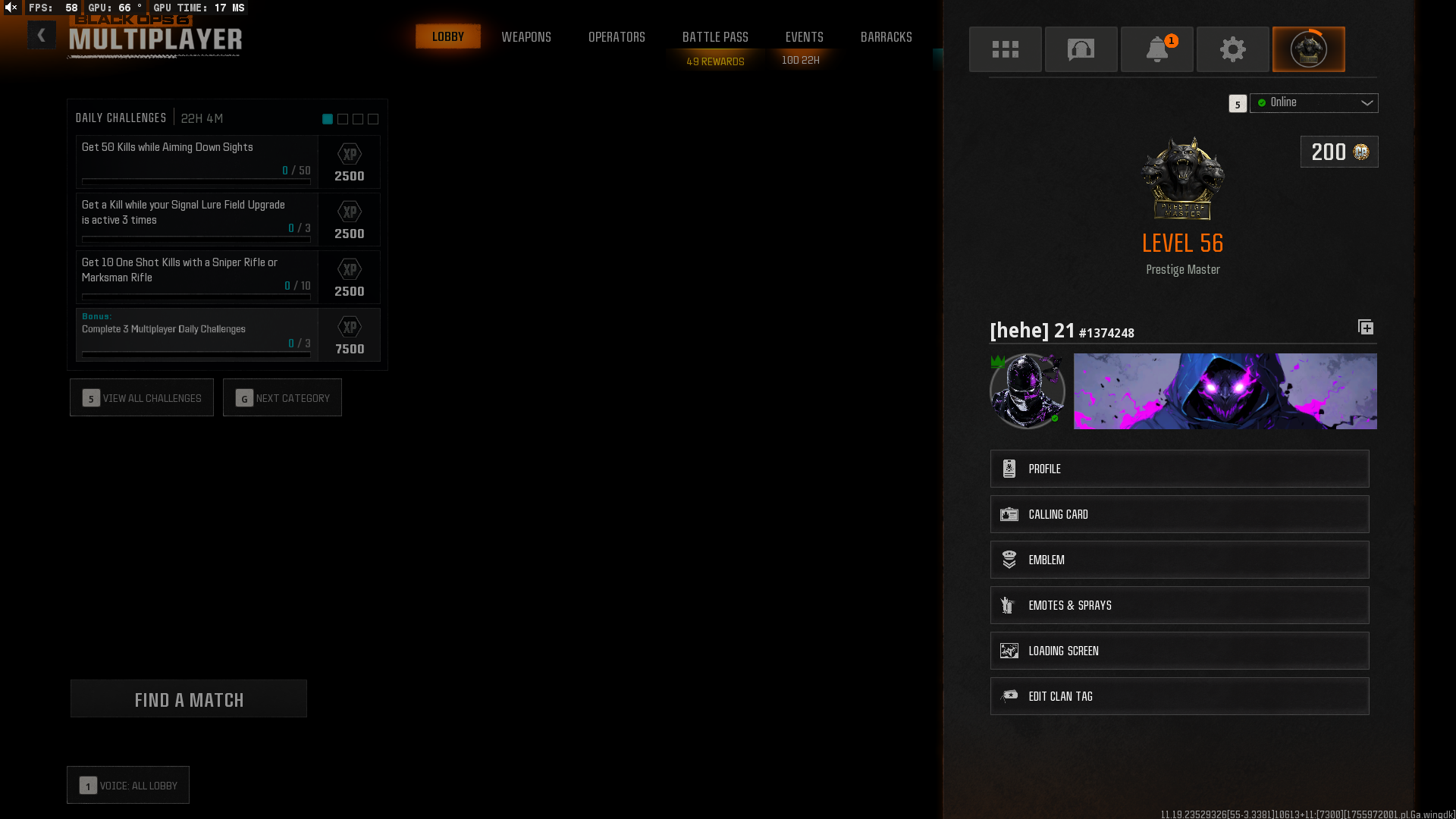 💠 BO6 💠 Prestige Master 👑 Dark Matter Camo🗡️ 30+ Guns Maxed 🎒 15x Exclusive Bundles 🚀 BlackCell Access 🕹️ Rare Operator Collection 🌐 Linkable to All