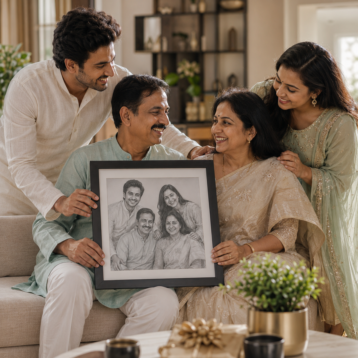 Gift for Parents and Family Sketch Frame
