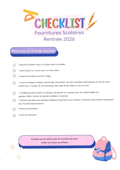 Aperçu du document : Fournitures MS GS