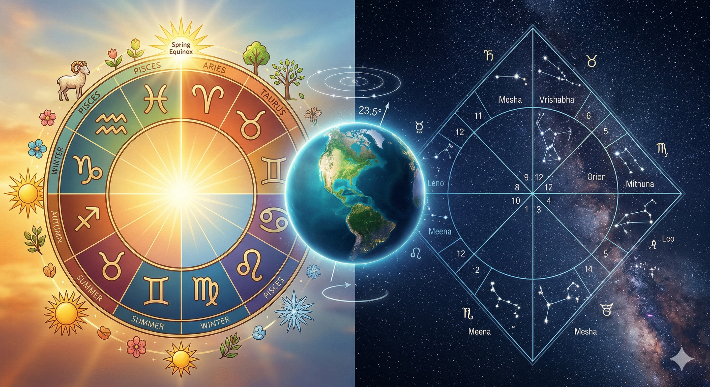 西洋占星術とインド占星術：あなたの本当の星座は別にある？