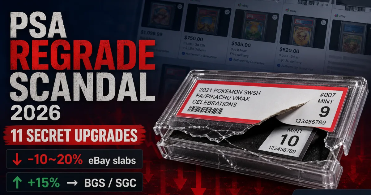 PSA再鑑定スキャンダル2026:11枚秘密昇格がeBayモダンスラブを暴落させた数学