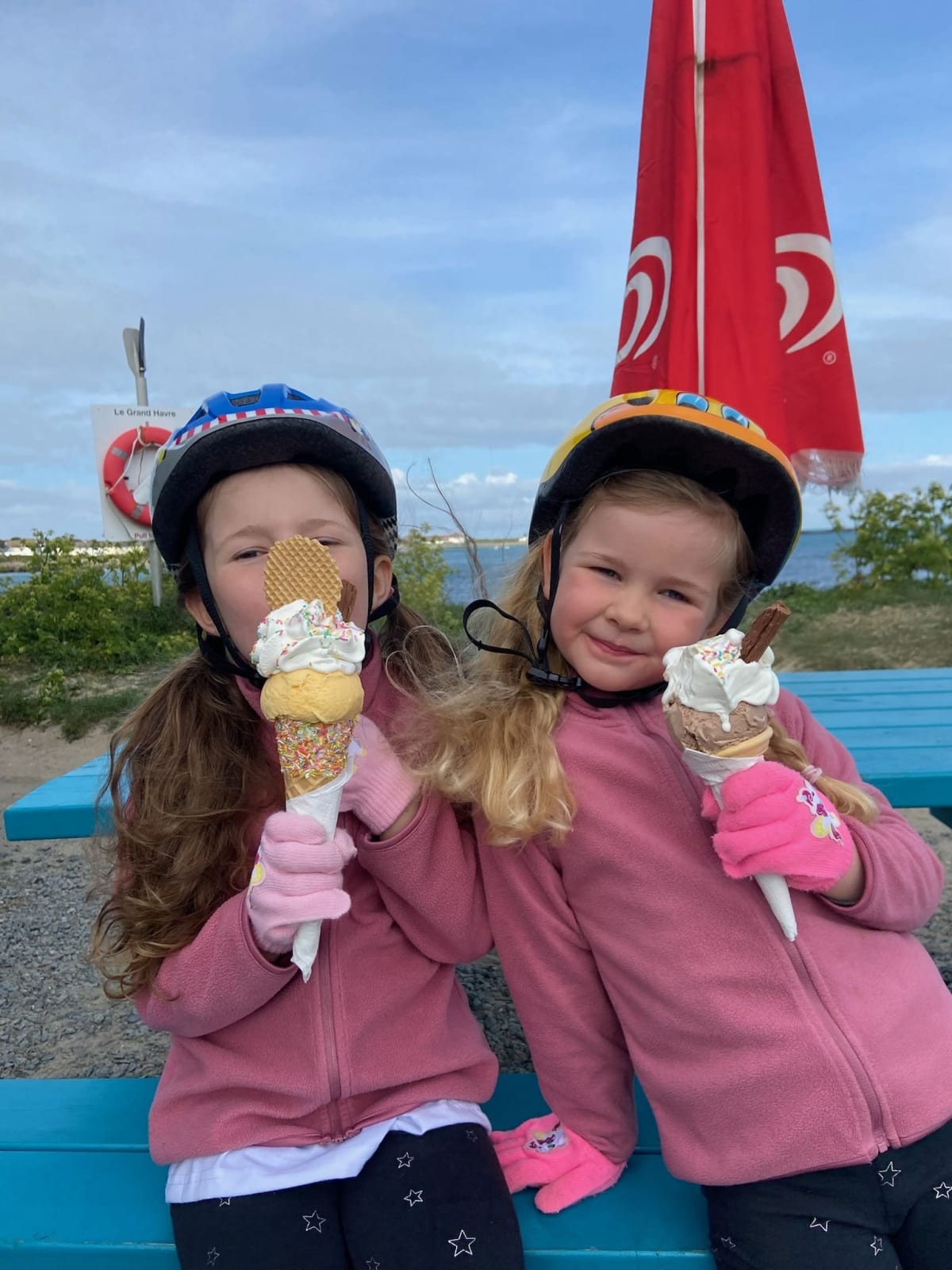 Jersey and Guernsey ice cream in a sprinkle cone
