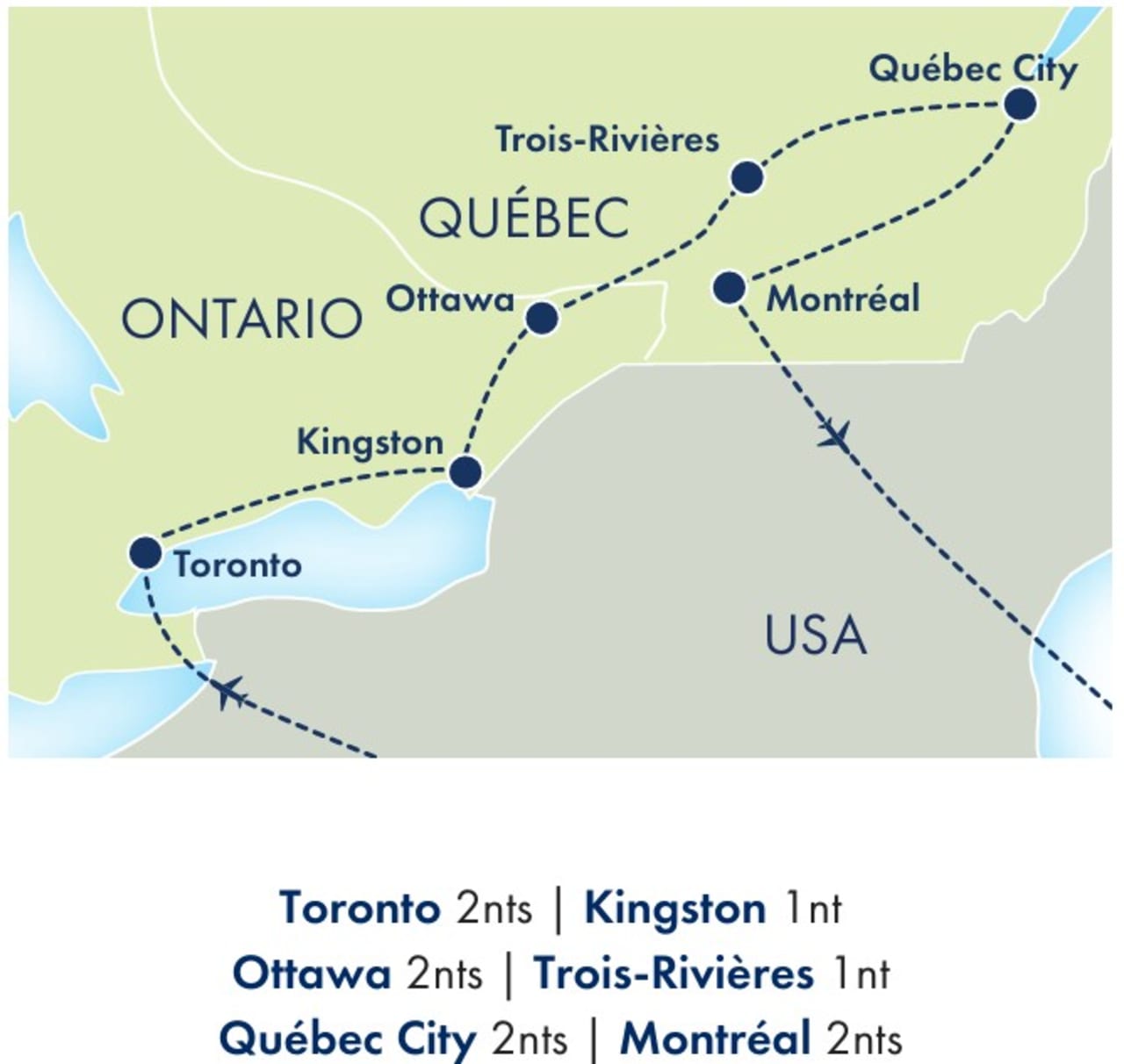 Cities of Eastern Canada map