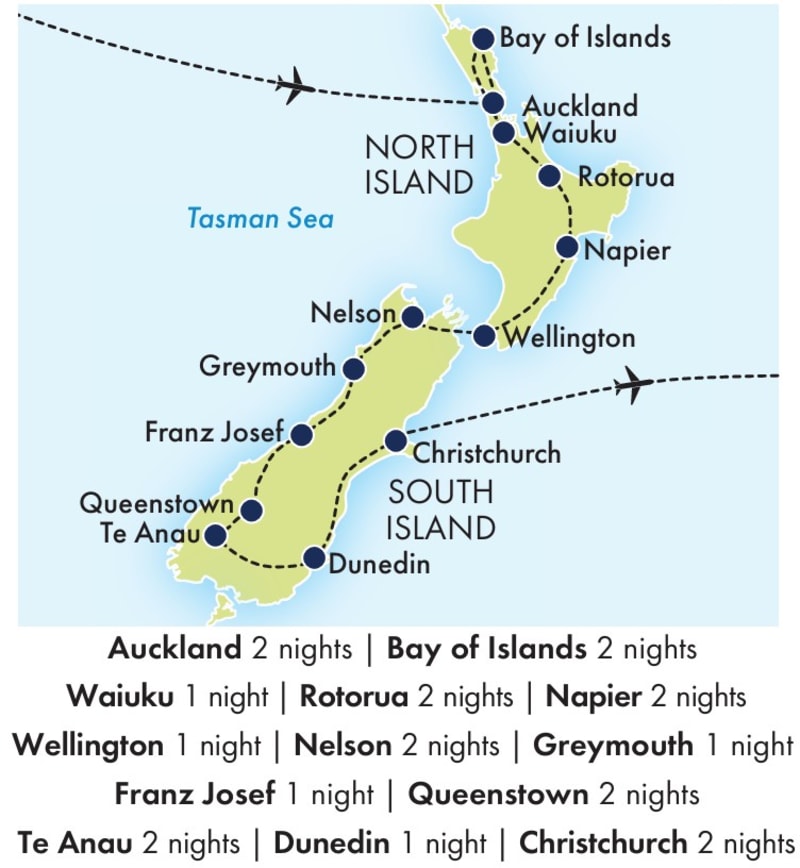 North & South NZ map