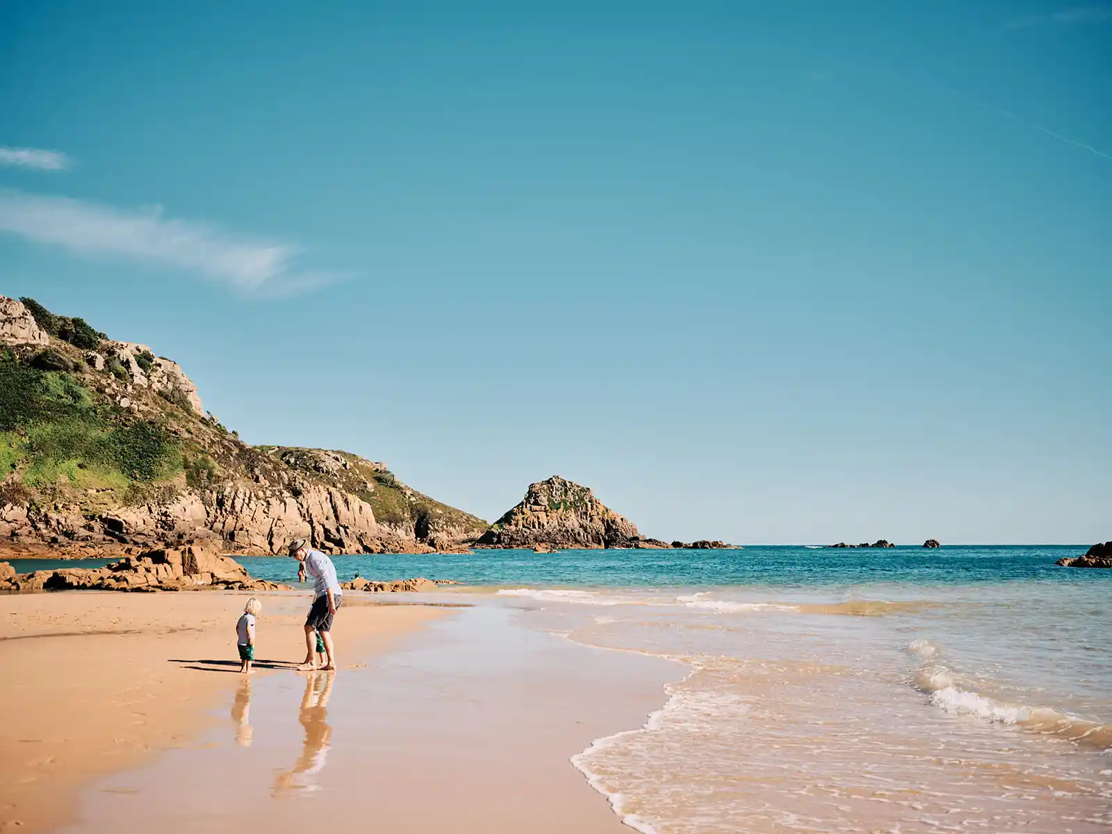 Jersey beach with family