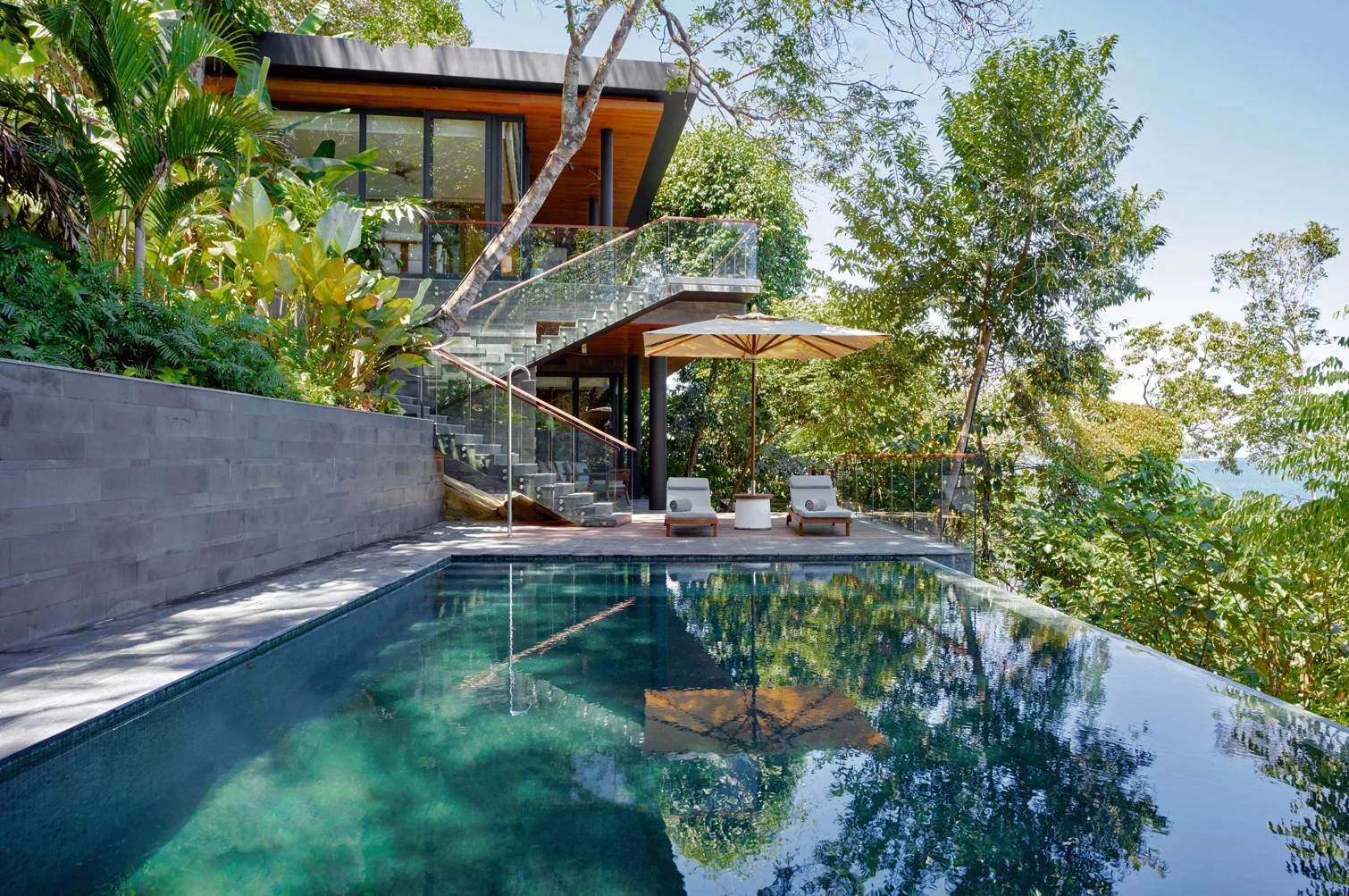 Tropical hotel overlooking the pool