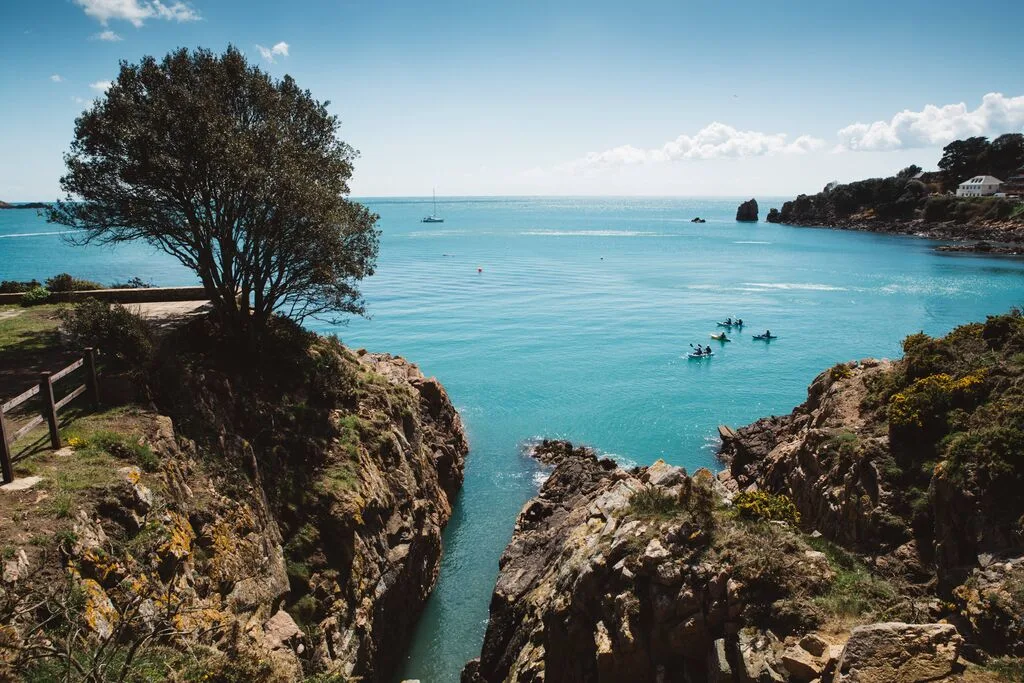 The blue waters of St. Brelade’s Bay make it one of island’s most popular areas for kayaking.