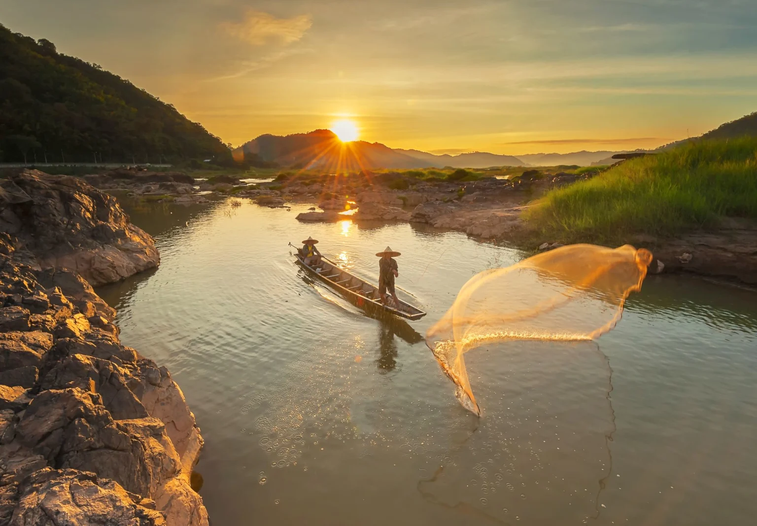 Fisherman of mekong river