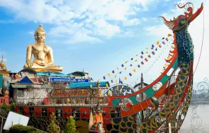 Golden Buddha on Mekong river