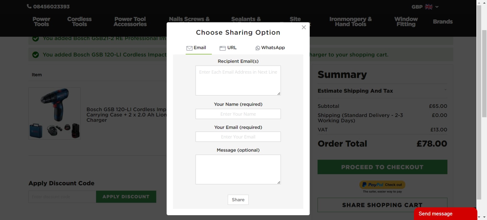Share Shopping Cart Module