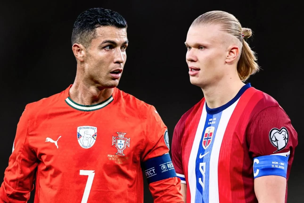 Erling Haaland and Cristiano Ronaldo ahead of Norway vs Portugal in the UEFA Nations League