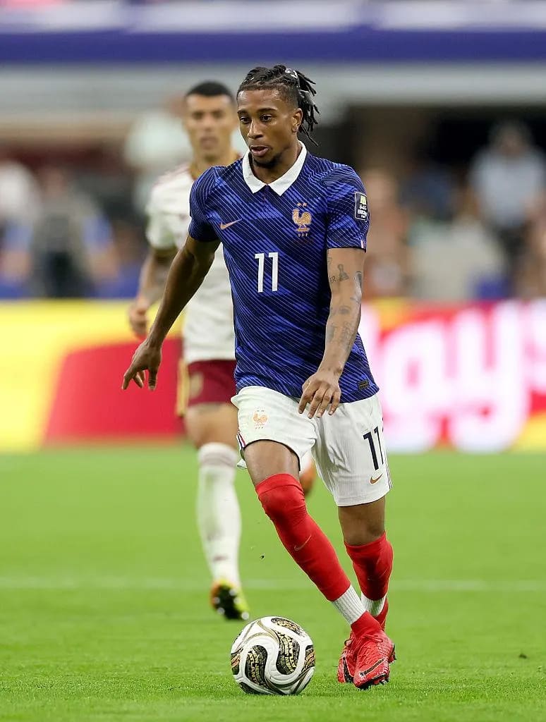 Michael Olise in action for France during the 2026 international season