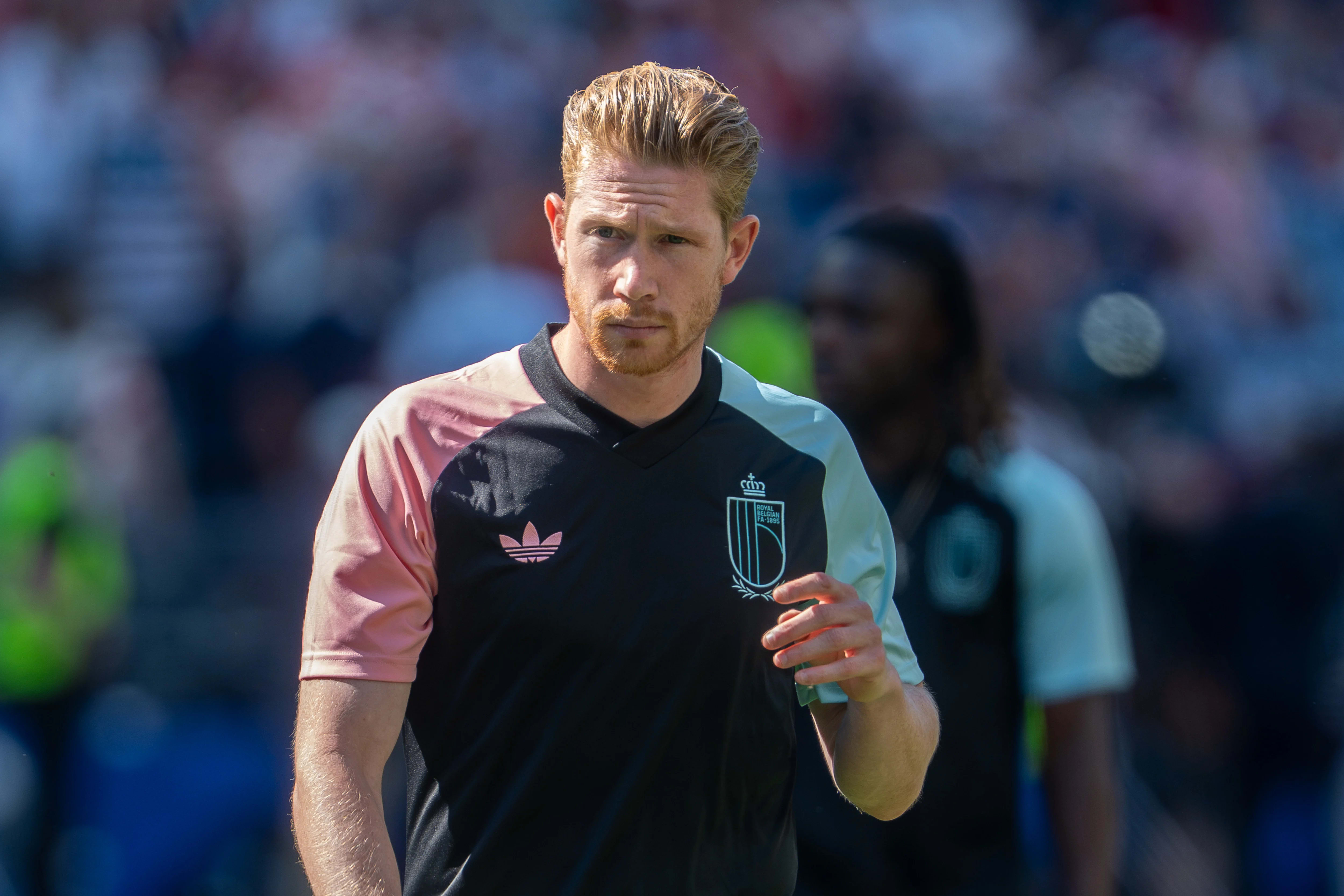 Kevin De Bruyne in action for Belgium during a 2026 international match.