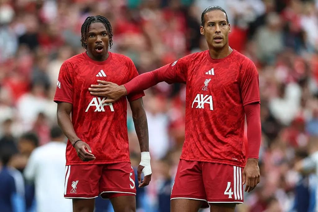 Jeremy Jacquet alongside Virgil van Dijk in Liverpool's defence
