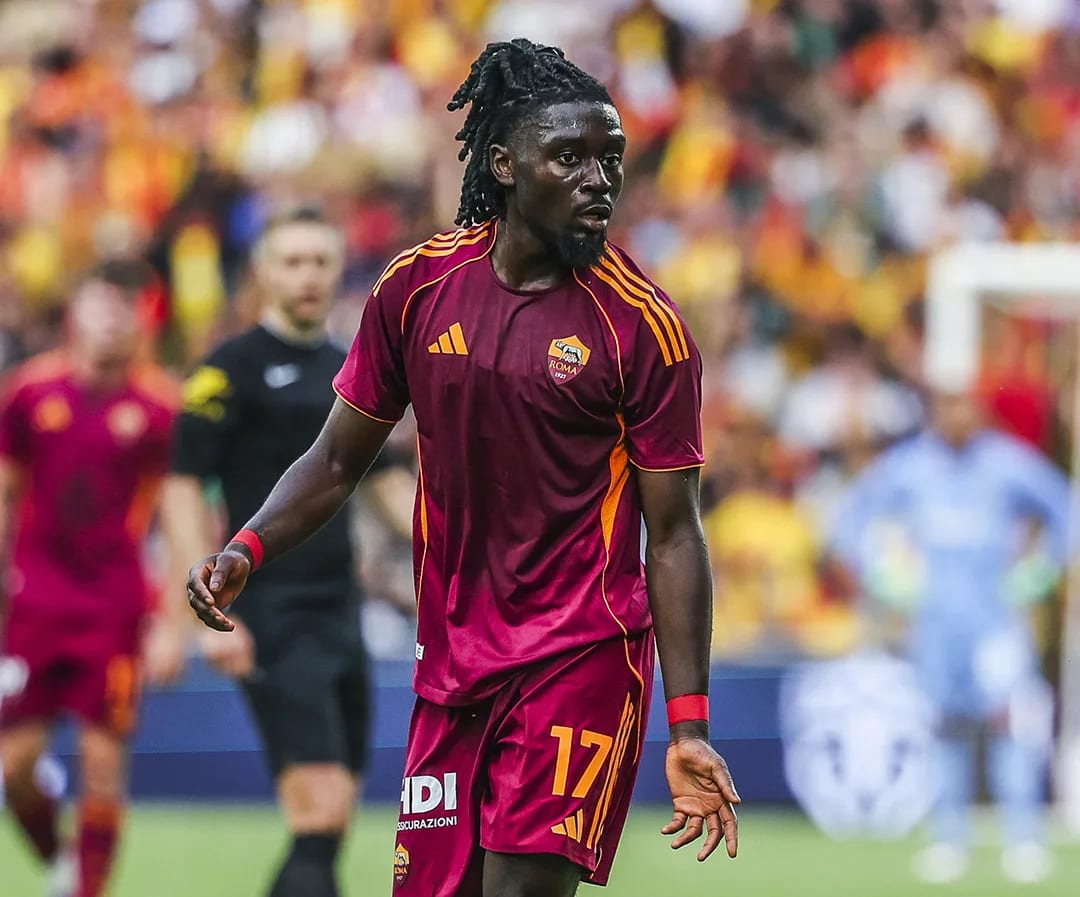 Manu Kone in action for AS Roma during the Serie A season