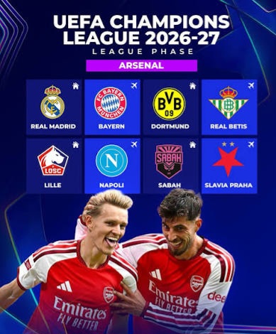 Champions League Draw 2026/27: Arsenal Face Real Madrid and Bayern as Man City Get Barcelona & PSG