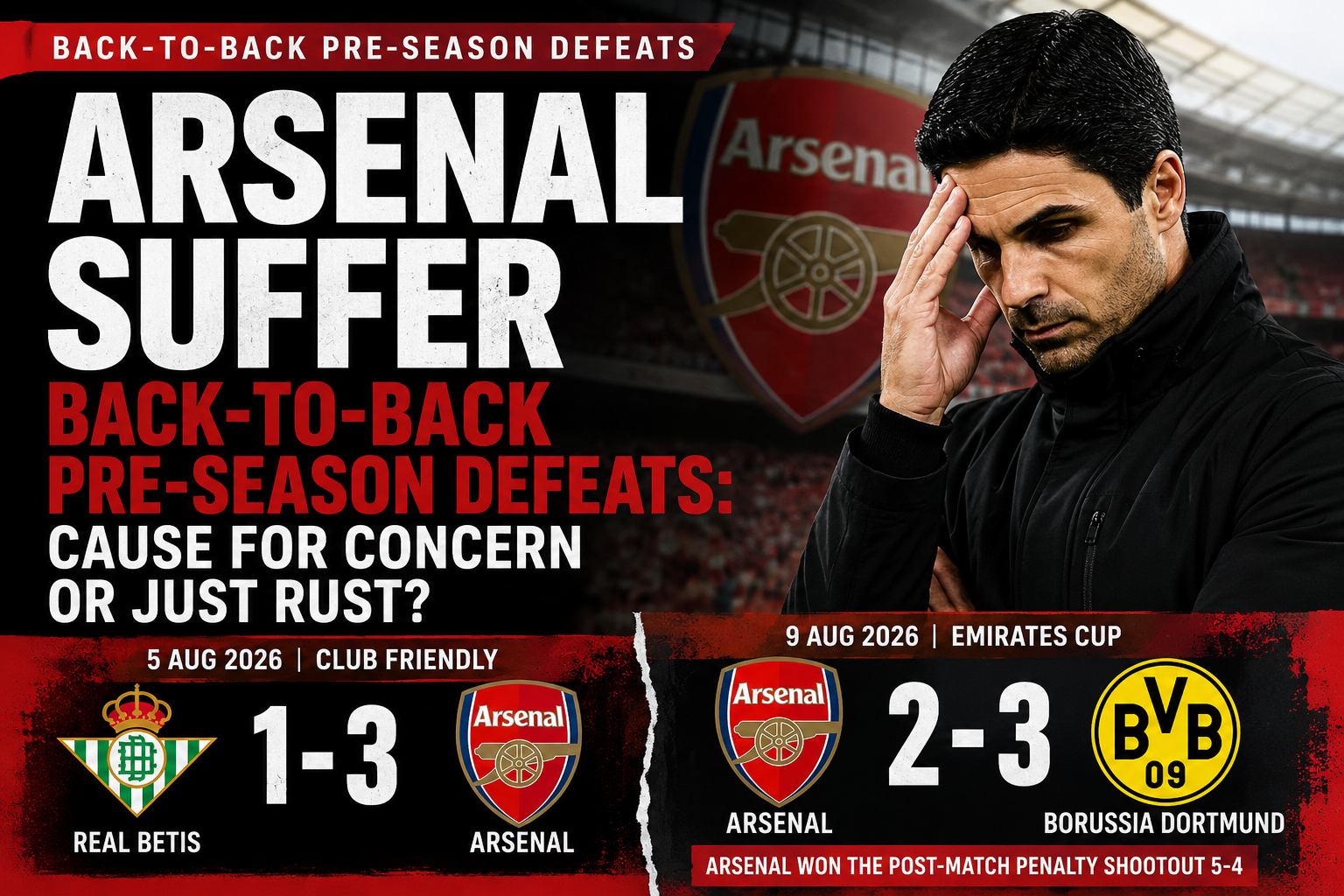 Arsenal Suffer Back-to-Back Pre-Season Defeats: Cause for Concern or Just Rust?