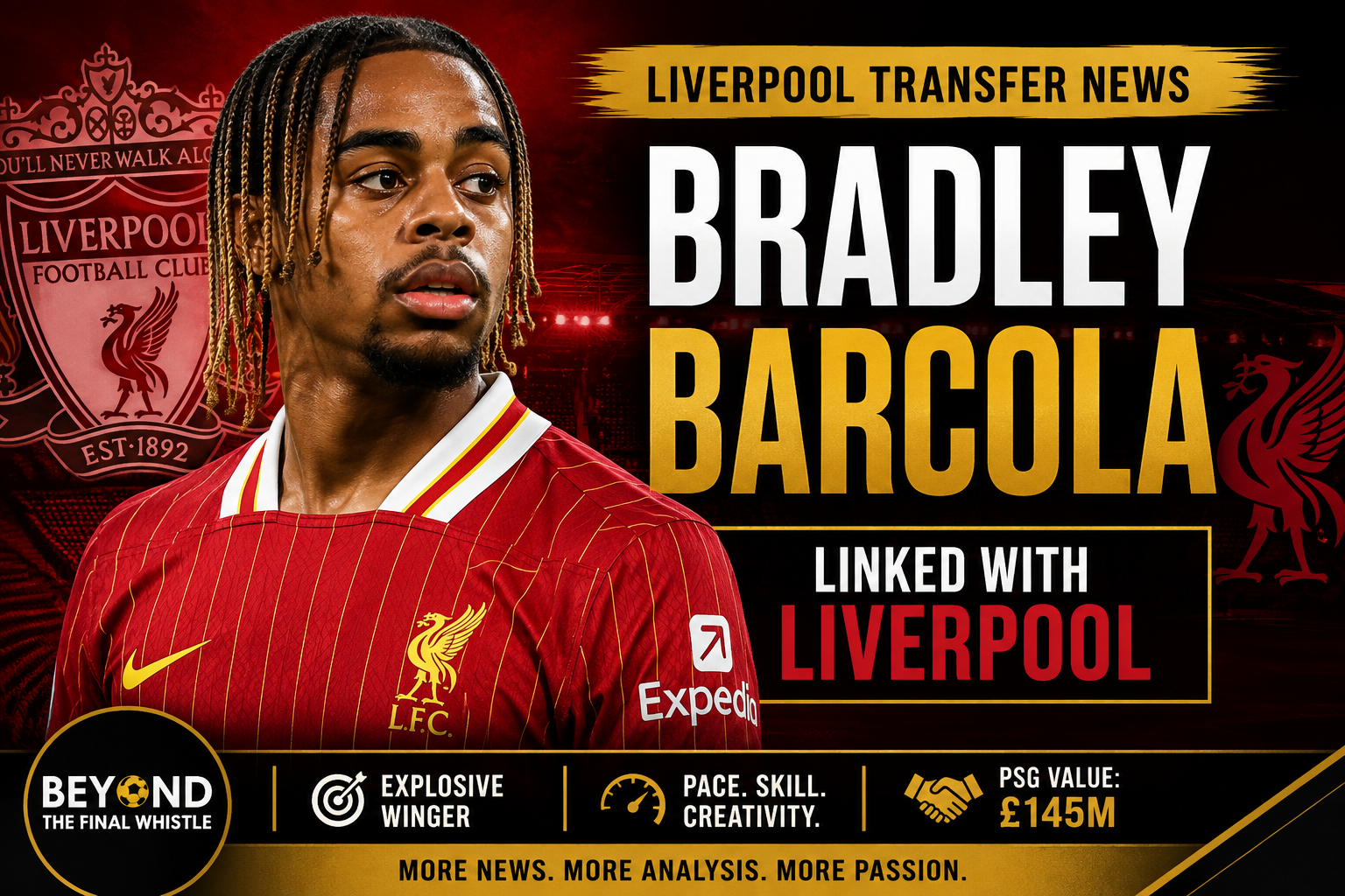 Liverpool Transfer News: Reds Push for Bradley Barcola as PSG Stand Firm on £145m Valuation
