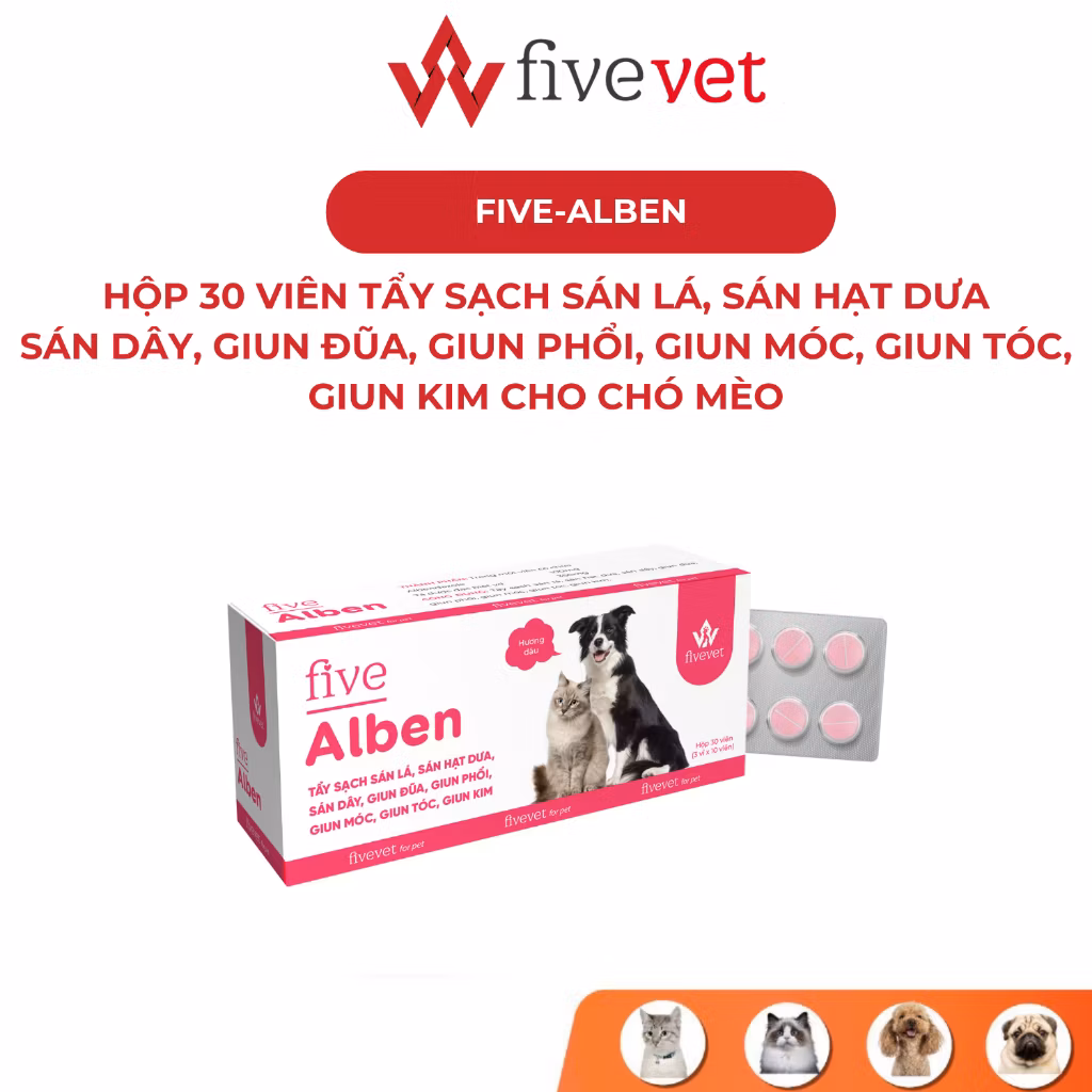 Viên tẩy giun sán chó mèo Fivevet