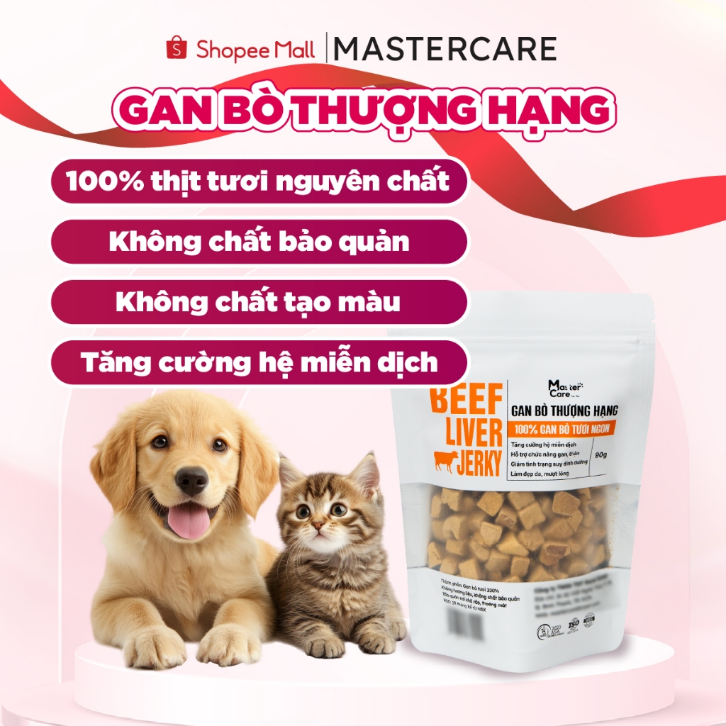 Gan bò sấy khô chó mèo giảm rụng lông, sáng mắt, tốt tim mạch 90g Masercare