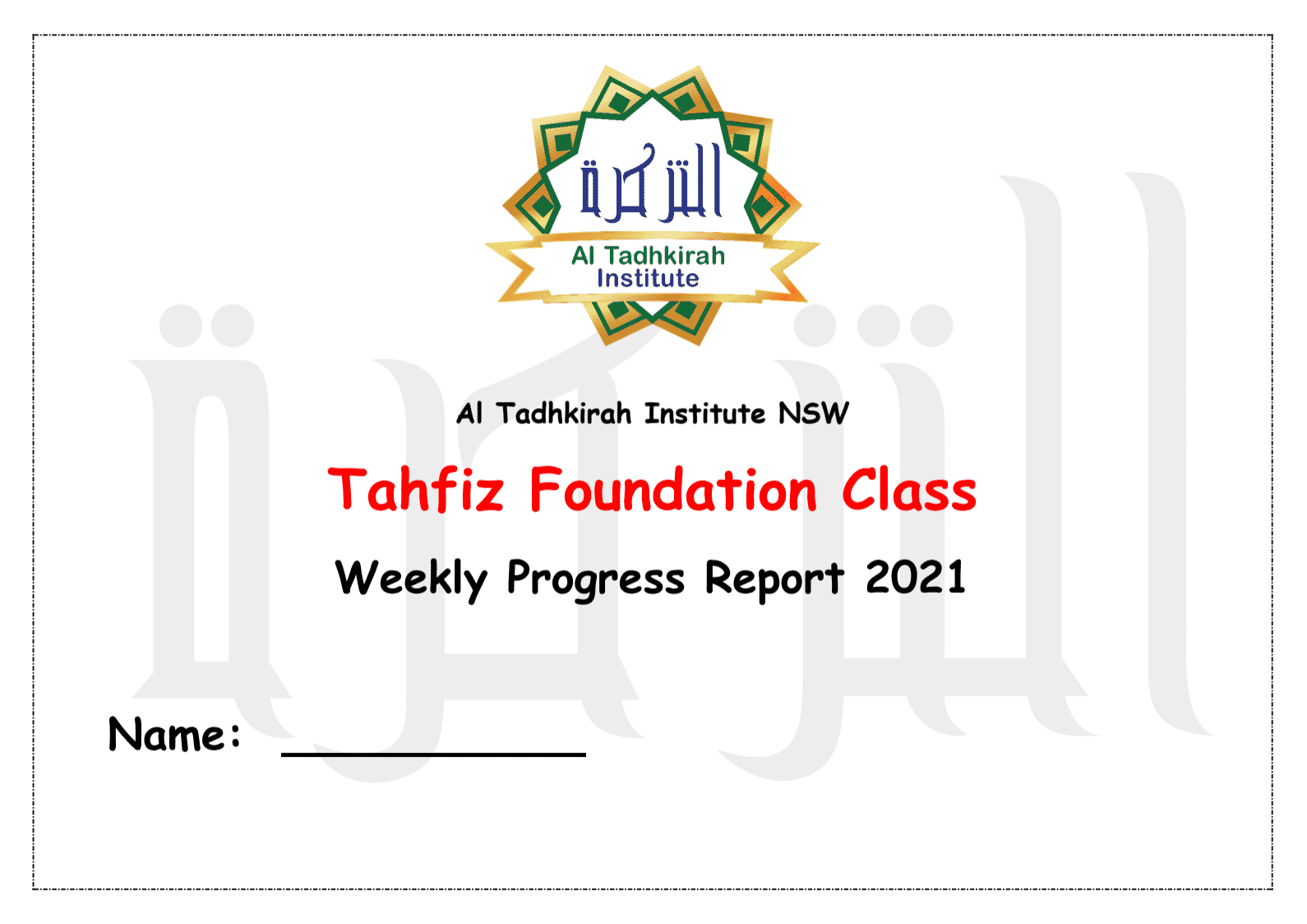 Weekly Progress Report 2021