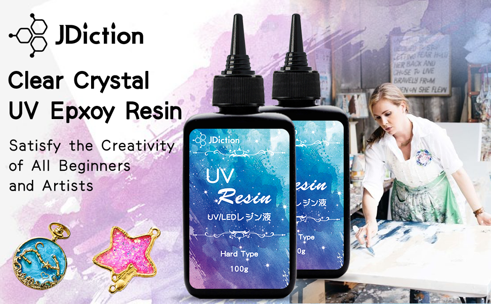 JDiction UV Resin Hard Glue 300g, High Gloss Super Clear UV Epoxy Craft  Resin Kit