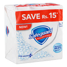 Safeguard Pure White Soap Pack(سیف گارڈ پیور وائٹ صابن پیک) 3 x 125g