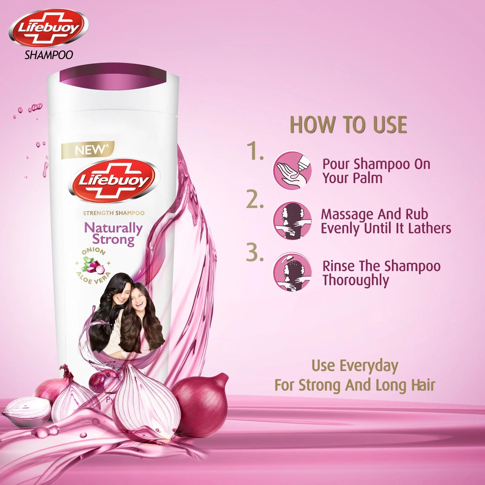 Lifebuoy Naturally Strong Onion + Aloe Vera Shampoo 90ml