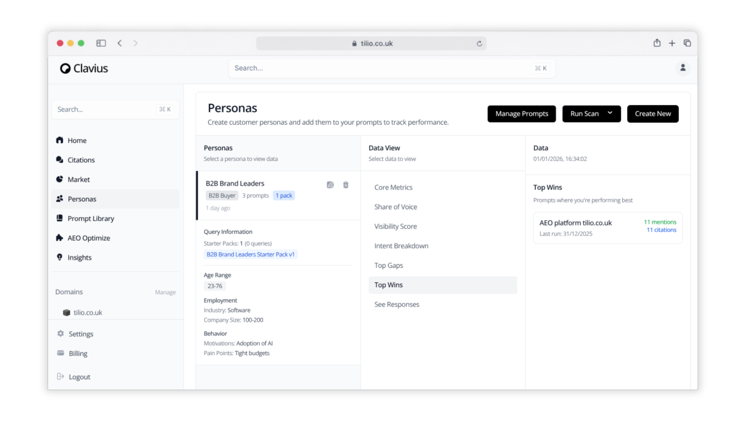 Clavius Personas feature