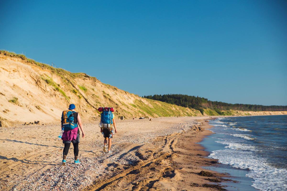 hiking at the sea