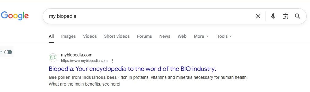 SEO - what is it - My Biopedia example