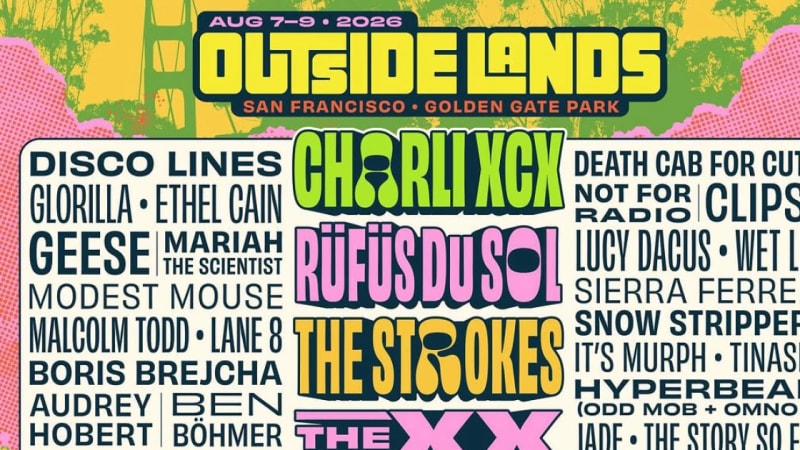 Outside Lands 2026 lineup (Charli XCX, The Strokes, Turnstile, The xx, Geese, Ethel Cain, Death Cab, more)