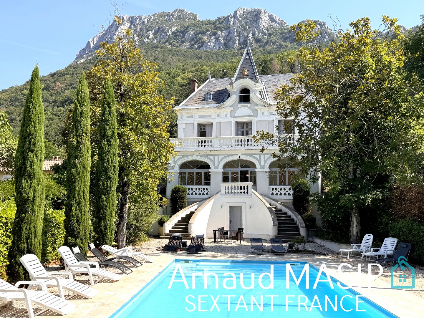 EXCEPTIONAL BELLE EPOQUE PROPERTY WITH POOL, PRIVATE GROUNDS, TERRACES, CASTLE VIEW