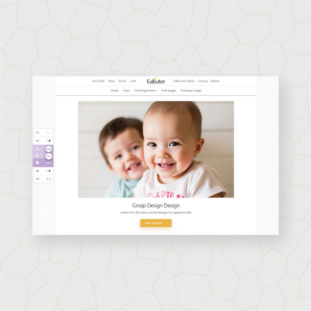 **Design Breakdown Prompt:**
1. **Header:**
- Remove the brand name.
- Change font style to a softer, rounded typeface.
2. **Navigation Bar:**
- Replace "My Account," "Wish List," "Basket" icons with generic placeholders.
- Use pastel colors for the background.
3. **Main Image Section:**
- Retain the photo positioning but replace the displayed photo with a generic stock image of a child.
- Change the watermark overlays to simple circles without text.
4. **Image Controls:**
- Modify left and right arrows to simple triangular shapes instead of circles.
- Ensure arrows are larger for easier navigation.
5. **Bottom Section:**
- Change "Order Photos" button color to a light lavender.
- Alter text to say "Purchase Images" for variety.
6. **Thumbnail Strip:**
- Use different images and captions for thumbnails.
- Change the selected thumbnail border color to soft yellow instead of red.
7. **Footer Link:**
- Update the URL display to a fictional link without revealing actual information.
Feel free to adjust these elements further to create a unique design!
