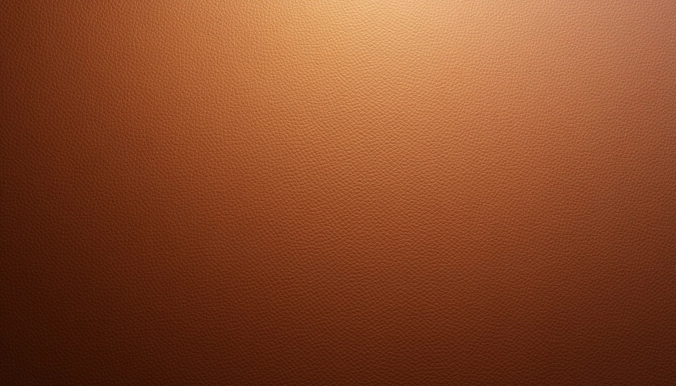 Create a texture design featuring a rich, deep tan leather surface. Incorporate a more pronounced grain pattern to add visual interest, and adjust the lighting for a slightly softer, warmer glow. Remove any branding elements to focus solely on the quality and detail of the leather texture.