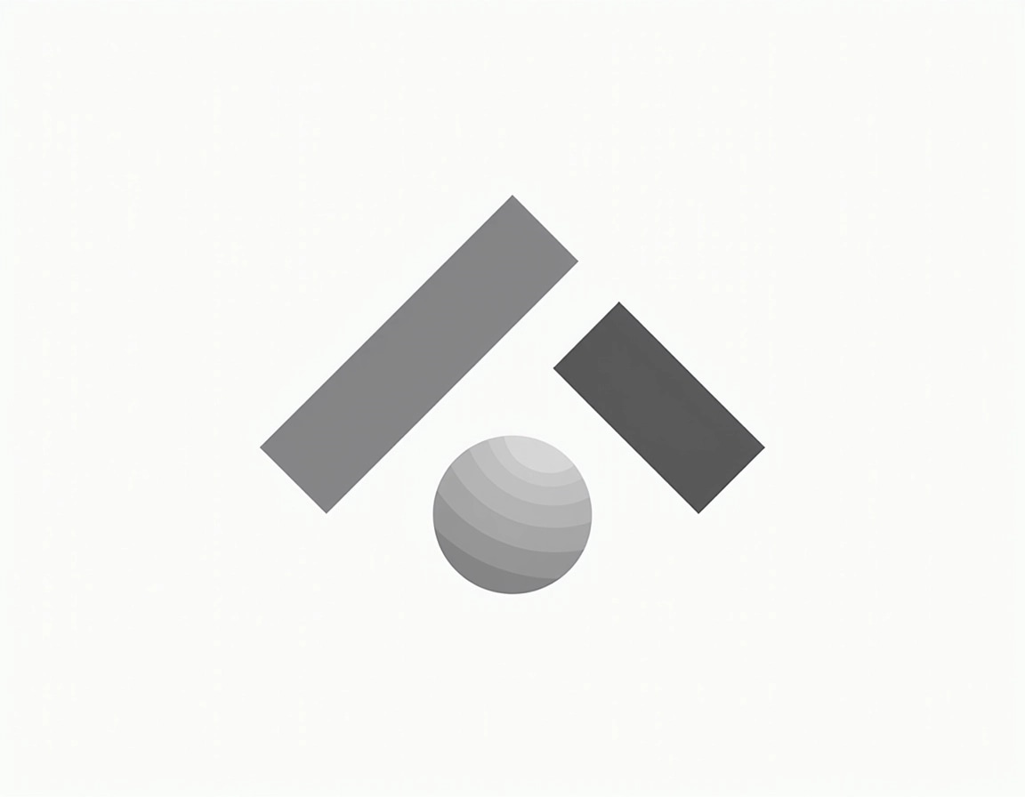Create a geometric logo featuring two overlapping triangles pointing upwards, resembling a mountain. Use a monochromatic color scheme with a gradient from light gray at the top to dark gray at the bottom. Include a circular element at the base that has a subtle shine effect. Remove any brand references, ensuring the design feels modern and minimalist.